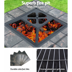 Fire Pit BBQ Grill Smoker Table Outdoor Garden Ice Pits Wood Firepit - ozily