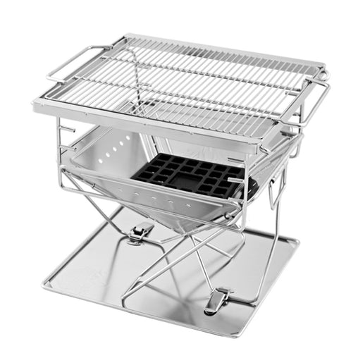Grillz Camping Fire Pit BBQ Portable Folding Stainless Steel Stove Outdoor Pits - ozily
