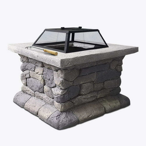 Grillz Fire Pit Outdoor Table Charcoal Garden Fireplace Backyard Firepit Heater - ozily