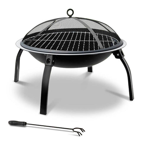 Fire Pit BBQ Charcoal Smoker Portable Outdoor Camping Pits Patio Fireplace 22" - ozily