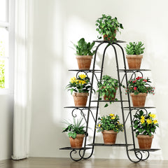 Artiss Plant Stand Outdoor Indoor Metal Flower Pots Rack Corner Shelf Black - ozily
