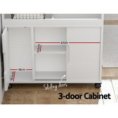 Artiss Bathroom Storage Cabinet Toilet Caddy Shelf 3 Doors With Wheels White - ozily