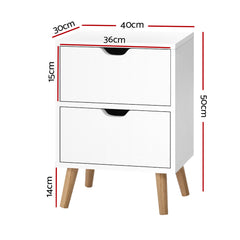 Artiss Bedside Tables Drawers Side Table Nightstand White Storage Cabinet Wood - ozily