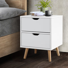Artiss Bedside Tables Drawers Side Table Nightstand White Storage Cabinet Wood - ozily