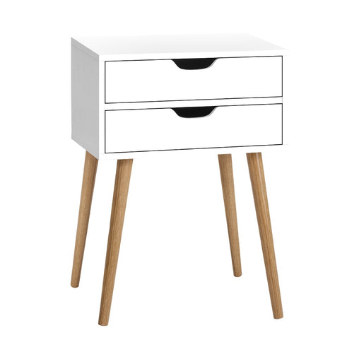Artiss Bedside Tables Drawers Side Table Nightstand Wood Storage Cabinet White - ozily