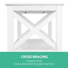 Artiss Wooden Storage Console Table - White - ozily