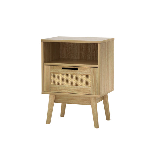 Artiss Bedside Tables Rattan Drawers Side Table Nightstand Storage Cabinet Wood - ozily