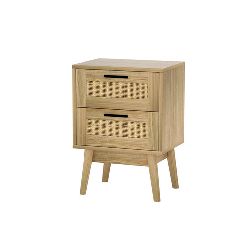Artiss Bedside Tables Rattan 2 Drawers Side Table Nightstand Storage Cabinet - ozily