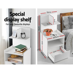 Artiss Bedside Table Cabinet Shelf Display Drawer Side Nightstand Unit Storage - ozily