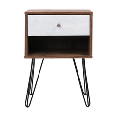 Artiss Bedside Table with Drawer - Grey & Walnut - ozily
