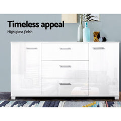 Artiss High Gloss Sideboard Storage Cabinet Cupboard - White - ozily