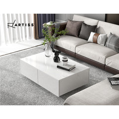 Modern Coffee Table 4 Storage Drawers High Gloss Living Room Furniture - ozily