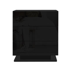 Artiss Bedside Tables Side Table RGB LED Lamp 3 Drawers Nightstand Gloss Black - ozily