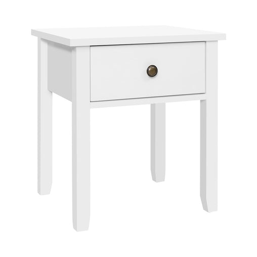 Bedside Tables Drawer Side Table Nightstand White Storage Cabinet White Lamp - ozily