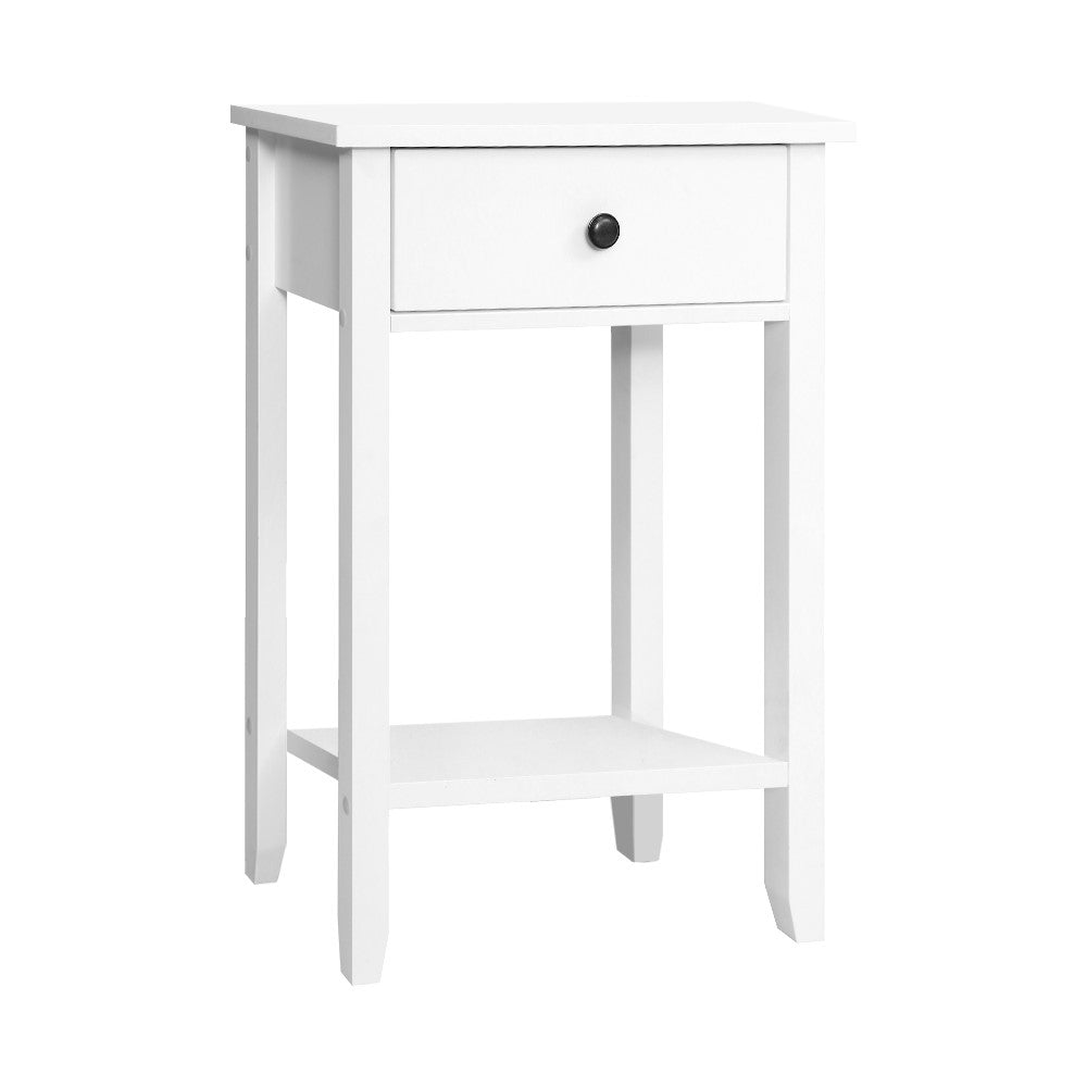 Bedside Tables Drawer Side Table Nightstand White Storage Cabinet White Shelf - ozily