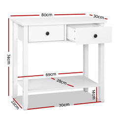Hallway Console Table Hall Side Entry 2 Drawers Display White Desk Furniture - ozily