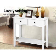 Hallway Console Table Hall Side Entry 2 Drawers Display White Desk Furniture - ozily
