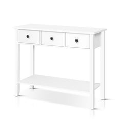 Hallway Console Table Hall Side Entry 3 Drawers Display White Desk Furniture - ozily