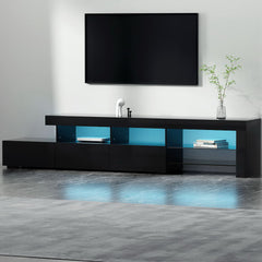 Artiss Entertainment Unit TV Cabinet LED 215cm Black Caya - ozily