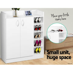 Artiss 2 Doors Shoe Cabinet Storage Cupboard - White - ozily