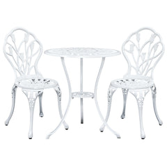 Gardeon 3PC Outdoor Setting Cast Aluminium Bistro Table Chair Patio White - ozily