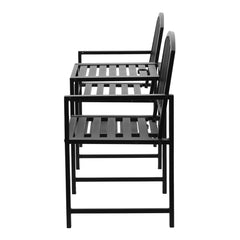 Gardeon Outdoor Garden Bench Seat Loveseat Steel Table Chairs Patio Furniture Black - ozily