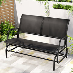 Gardeon Outdoor Garden Bench Seat Swing Glider Rocking 2 Seater Patio Furniture Black - ozily