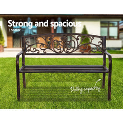 Gardeon Cast Iron Garden Bench - Bronze - ozily
