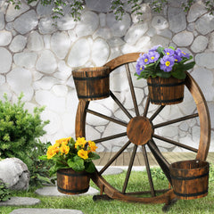 Gardeon Garden Ornaments Decor Wooden Wagon Wheel Rustic Outdoor Planter flower - ozily