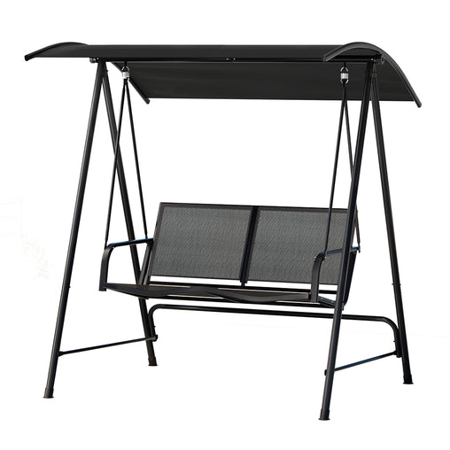 Gardeon Outdoor Swing Chair Garden Bench Furniture Canopy 2 Seater Black - ozily