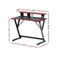 Artiss Gaming Desk Computer Desks Table 2-Tiers Storage Study Home Ofiice 100CM - ozily