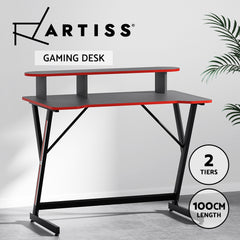Artiss Gaming Desk Computer Desks Table 2-Tiers Storage Study Home Ofiice 100CM - ozily