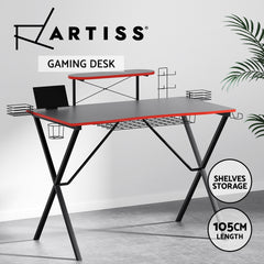Artiss Gaming Desk Computer Desks Table Storage Shelves Study Home Ofiice 105CM - ozily