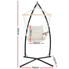Gardeon Outdoor Hammock Chair with Steel Stand Hanging Hammock Beach Cream - ozily