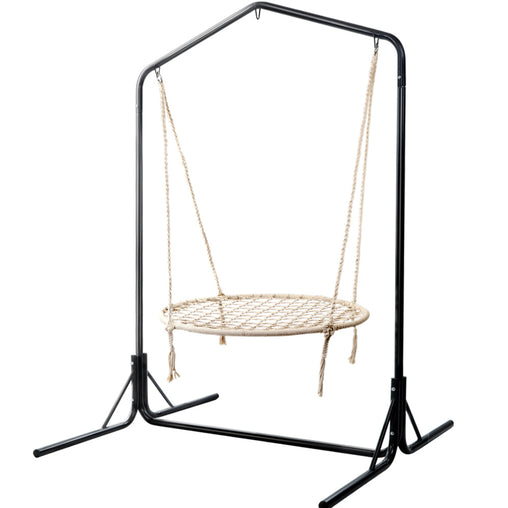 Gardeon Hammock Chair Kids Swing with Stand 100cm - Cream - ozily
