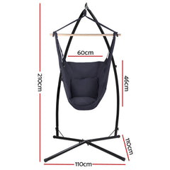 Gardeon Outdoor Hammock Chair with Steel Stand Hanging Hammock with Pillow Grey - ozily