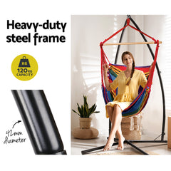 Gardeon Outdoor Hammock Chair with Steel Stand Hanging Hammock Pillow Rainbow - ozily