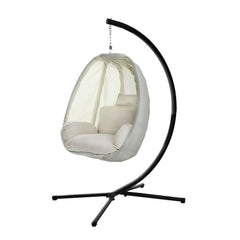 Gardeon Outdoor Egg Swing Chair Patio Furniture Pod Stand Canopy Foldable Cream - ozily