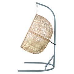 Gardeon Outdoor Egg Swing Chair Wicker Rattan Furniture Pod Stand Cushion Yellow - ozily