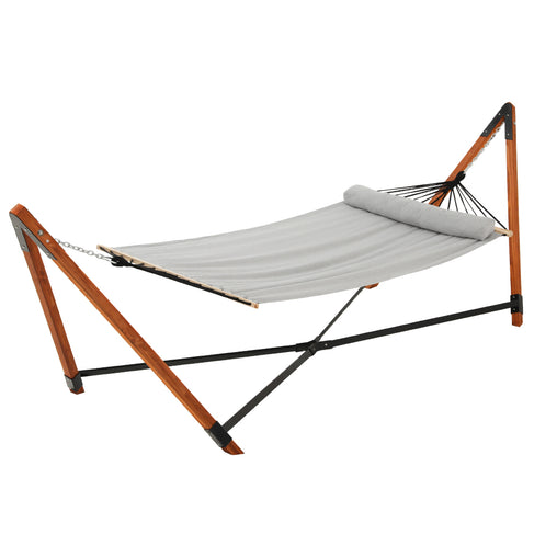 Gardeon Hammock Bed Outdoor Camping Timber Hammock with Stand Grey - ozily