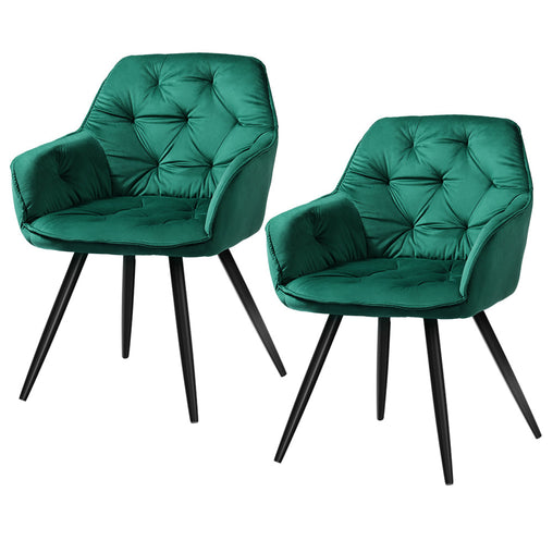 Artiss Set of 2 Calivia Dining Chairs Kitchen Chairs Upholstered Velvet Green - ozily