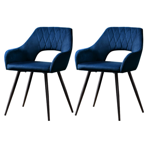 Artiss Set of 2 Caitlee Dining Chairs Kitchen Chairs Velvet Upholstered Blue - ozily