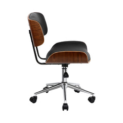 Artiss Wooden Office Chair Black Leather - ozily