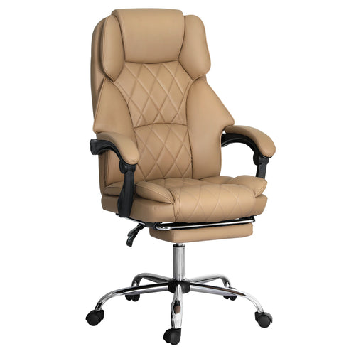 Artiss Executive Office Chair Leather Footrest Espresso - ozily