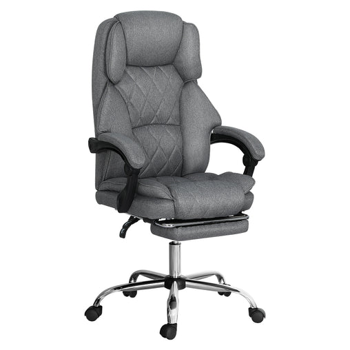 Artiss Executive Office Chair Fabric Footrest Grey - ozily