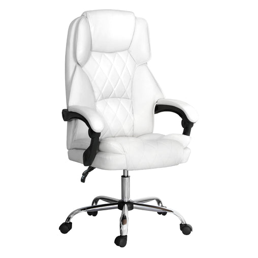 Artiss Executive Office Chair Leather Recliner White - ozily