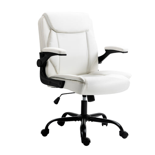 Artiss Office Chair Leather Computer Executive Chairs Gaming Study Desk White - ozily