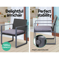Gardeon 4PC Outdoor Furniture Patio Table Chair Black - ozily
