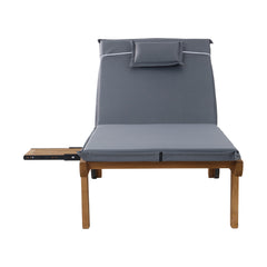 Gardeon Sun Lounge Wooden Lounger Outdoor Furniture Day Bed Wheel Patio Grey - ozily