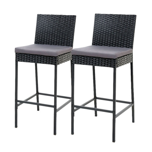 Gardeon Set of 2 Outdoor Bar Stools Dining Chairs Wicker Furniture - ozily